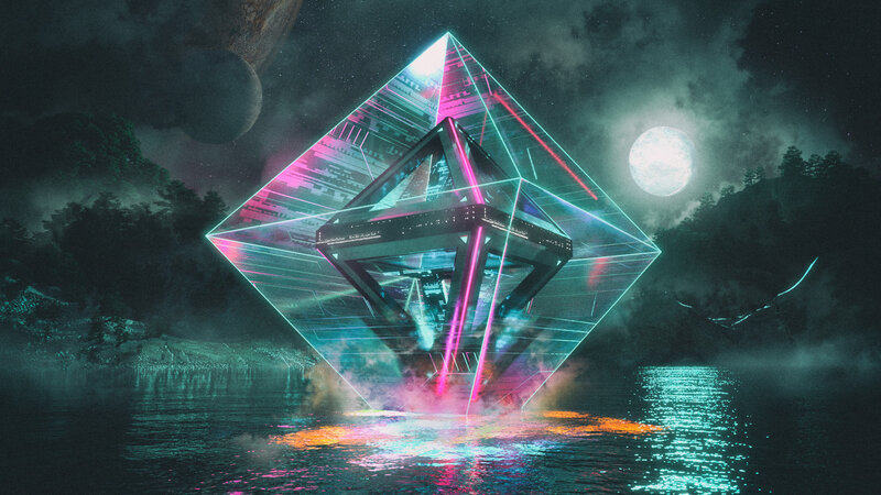 Neon Pyramid Structure