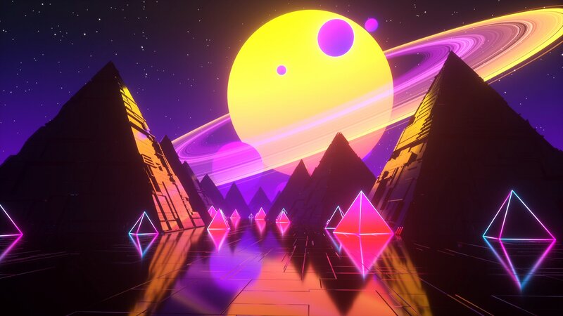 Neon Pyramids in Space