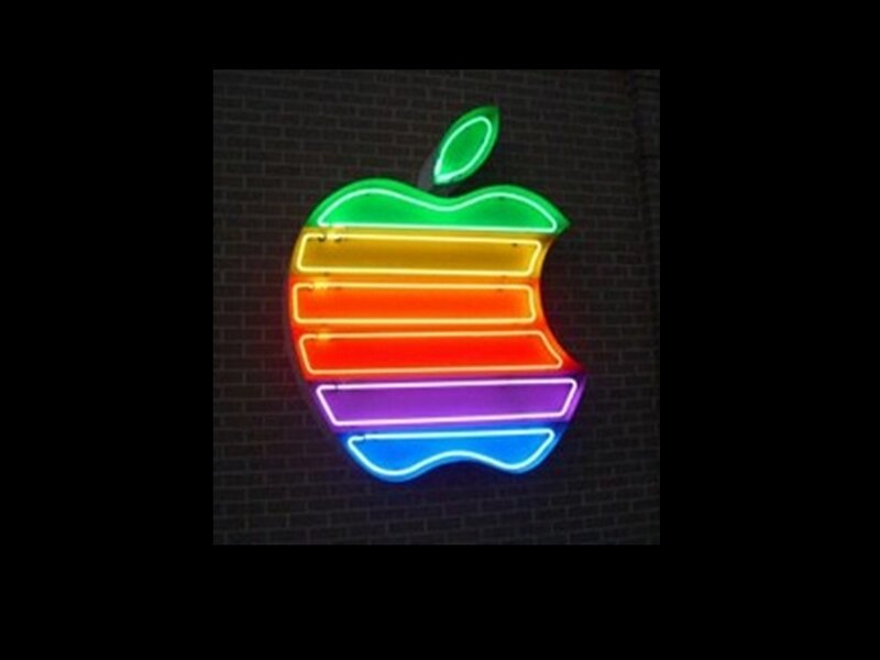 neon rainbow apple logo