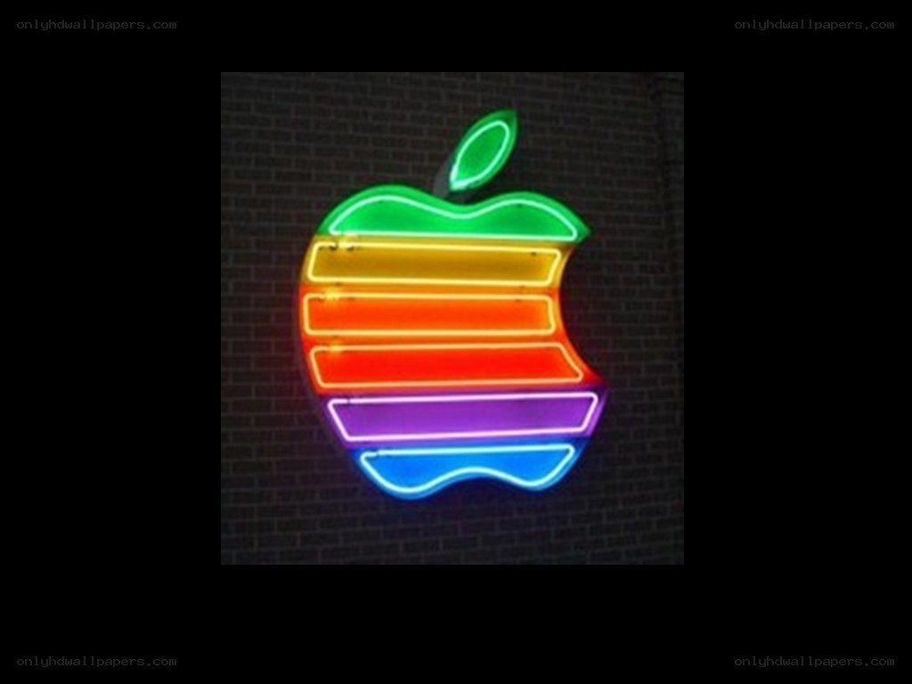 neon rainbow apple logo