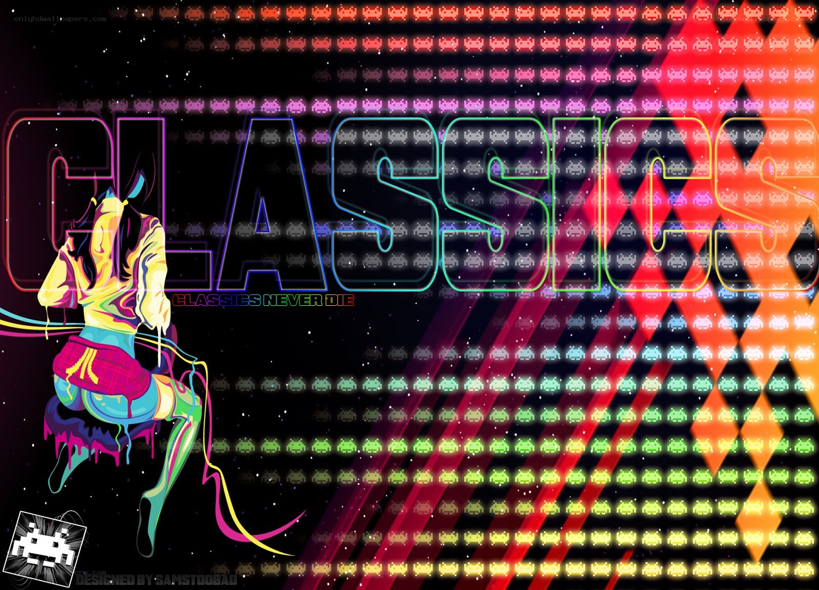 Neon retro game art