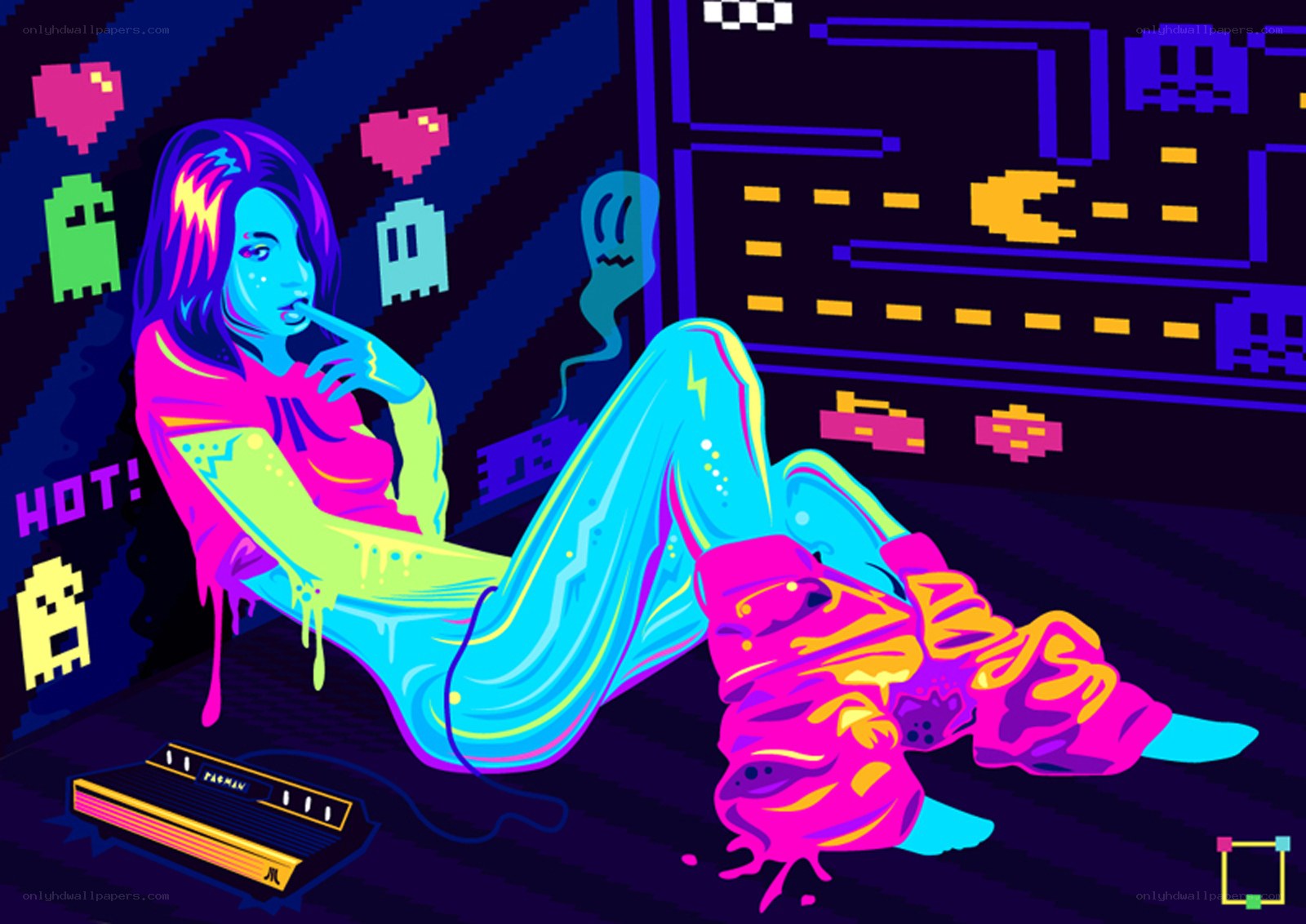 neon retro gaming scene