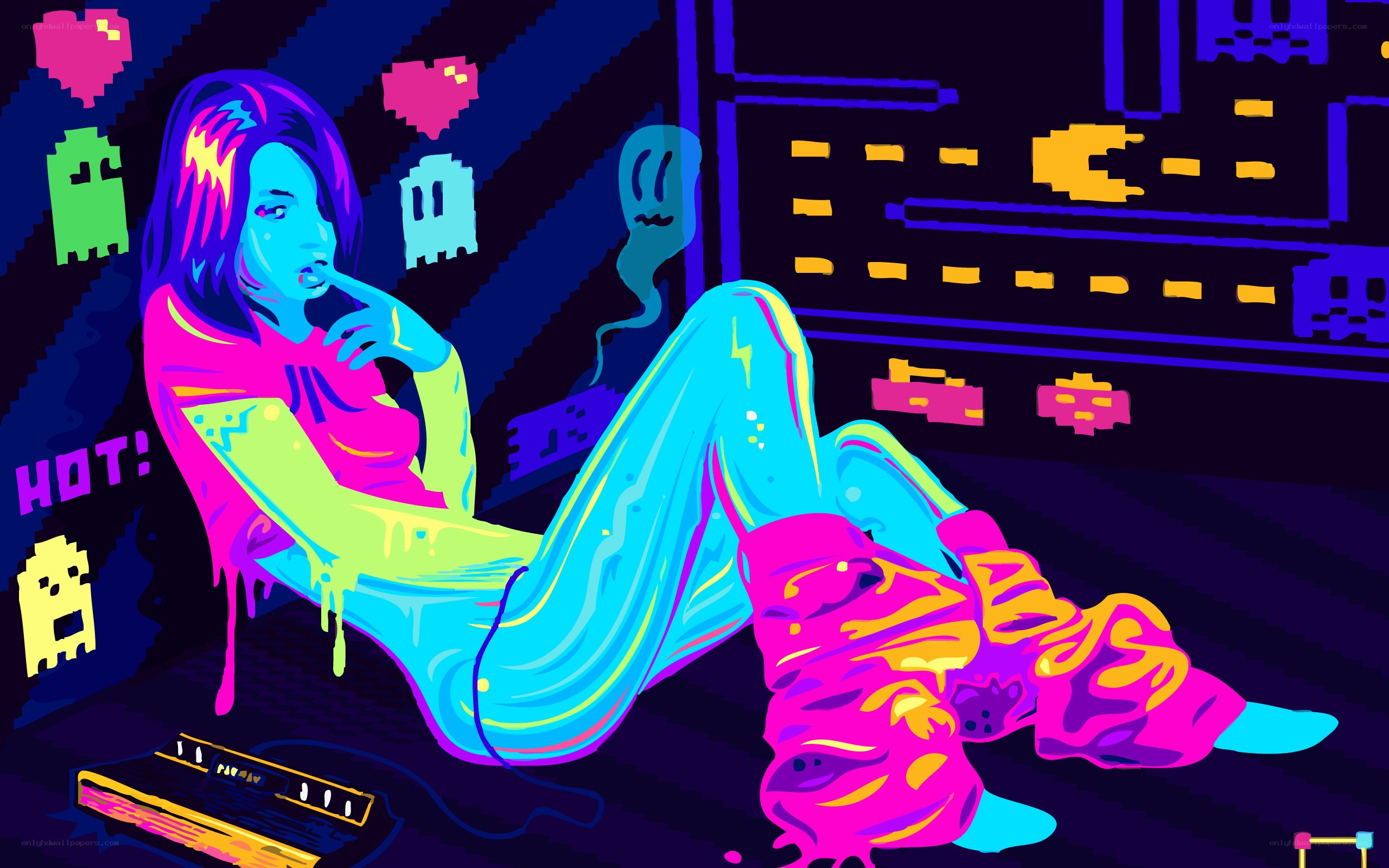neon retro gaming scene