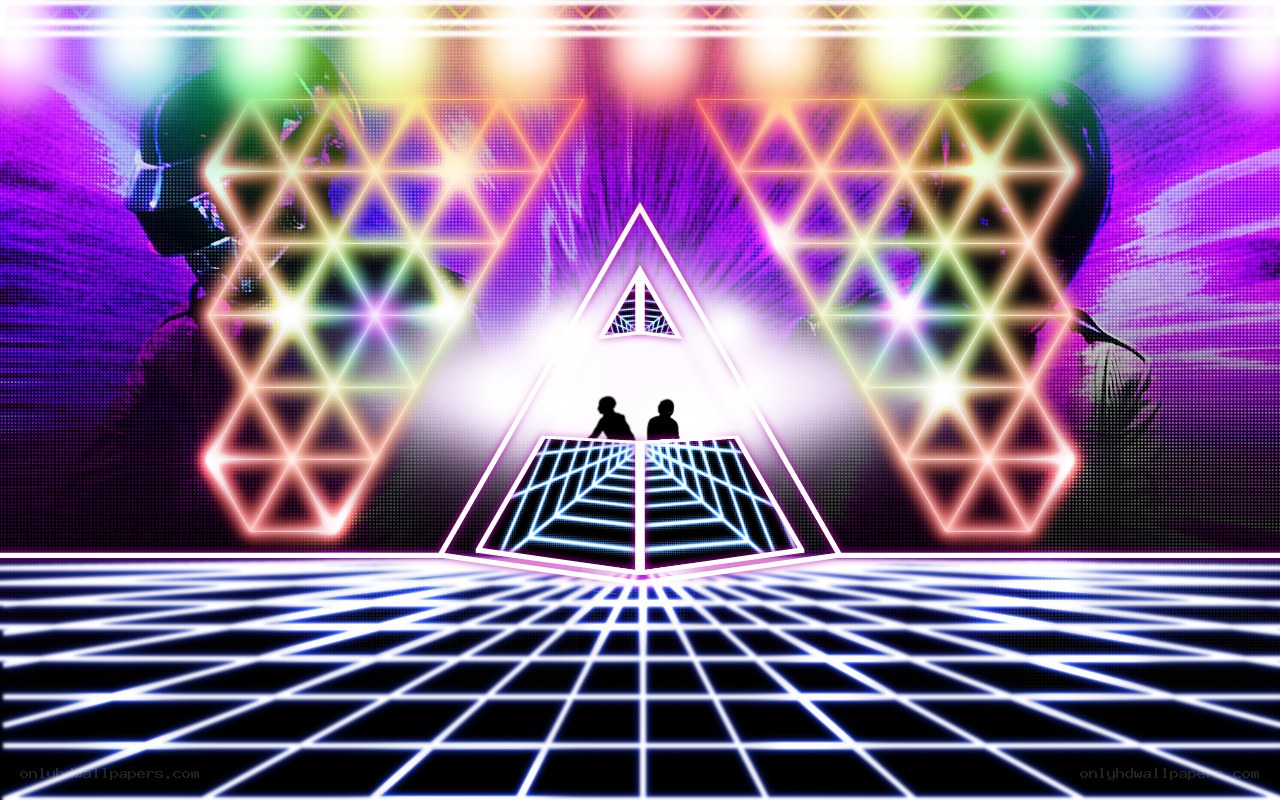 neon retro stage with dancers