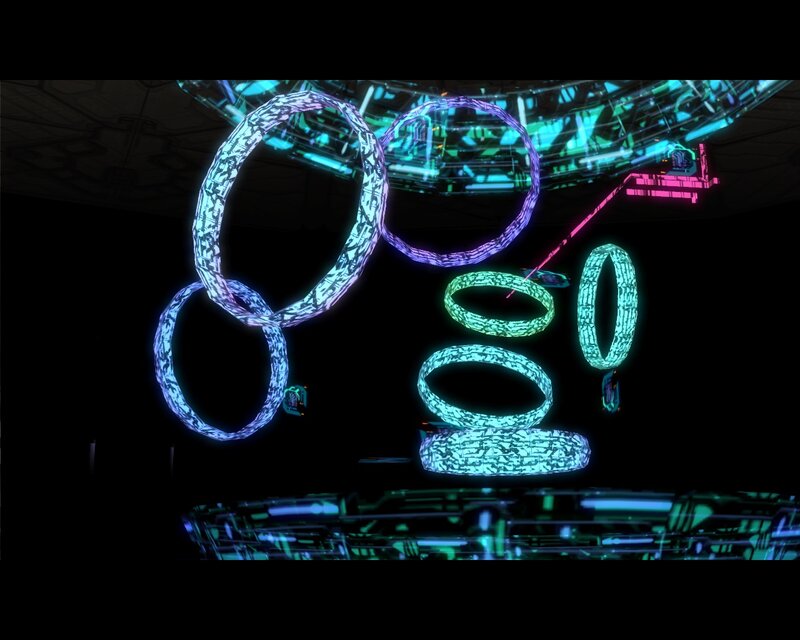 neon rings in digital space