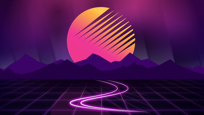 Neon Road at Sunset