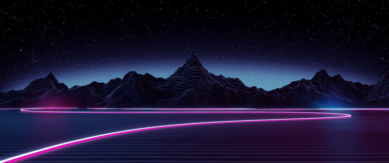 Neon Road in Mountains