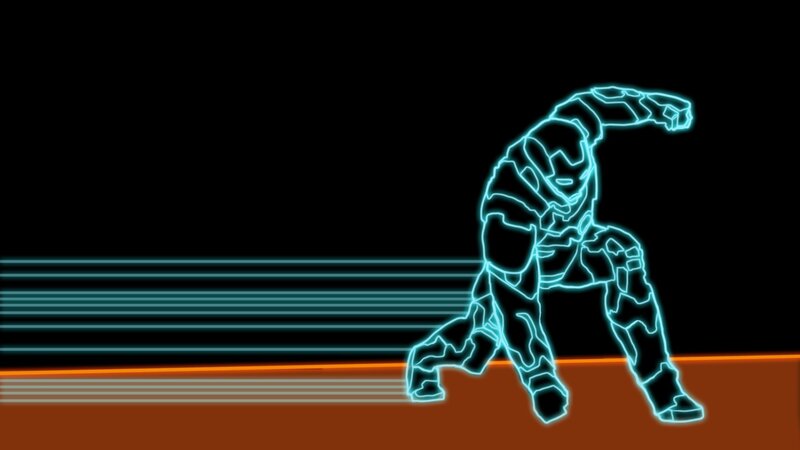 neon robot silhouette