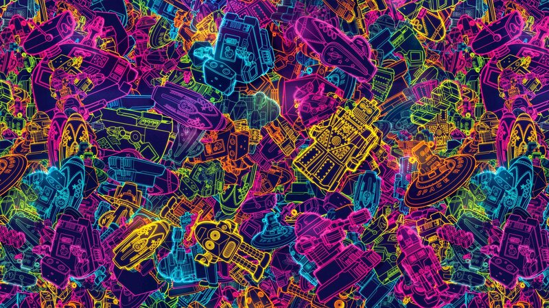Neon Robots and Spaceships