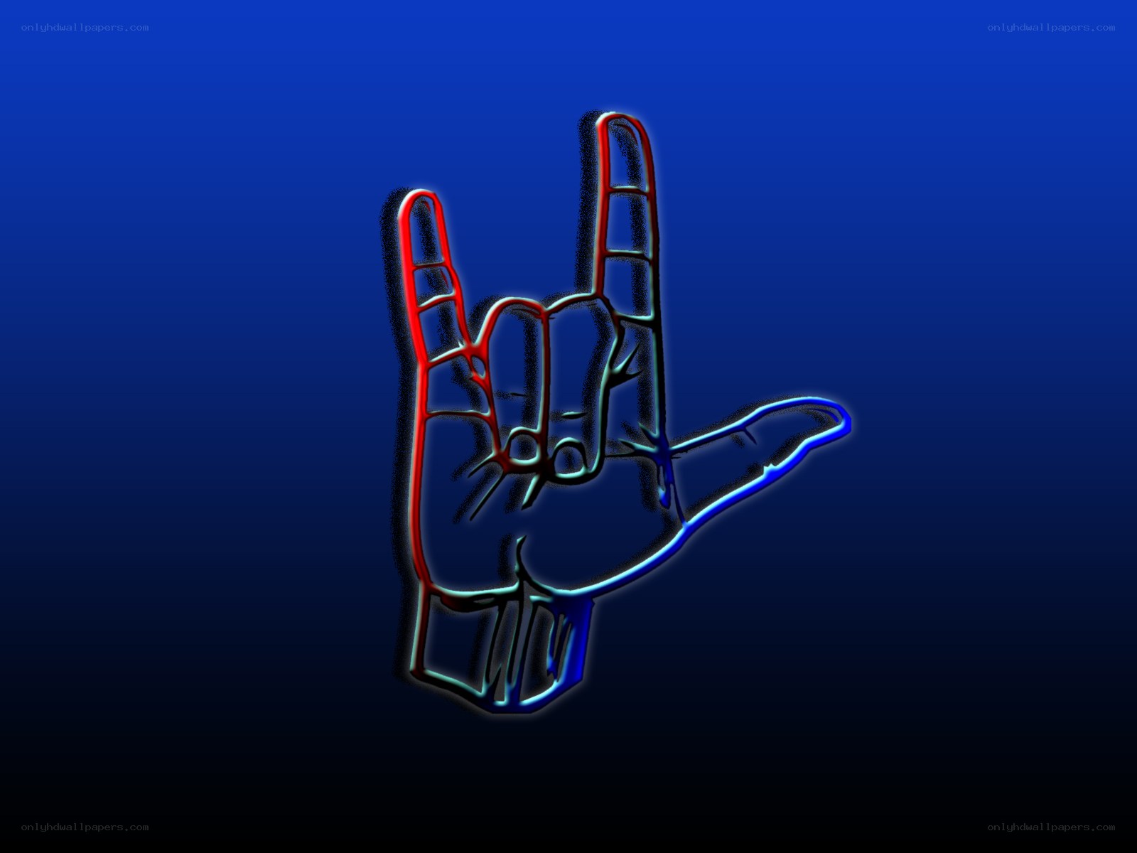 neon rock on hand gesture