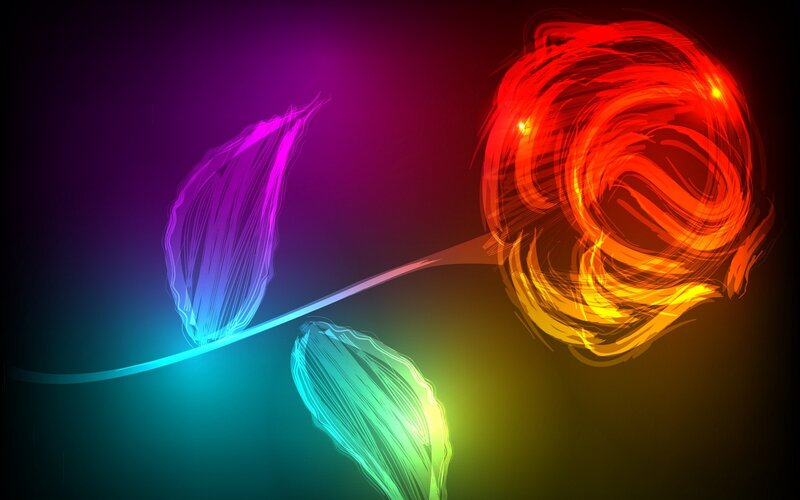 Neon Rose with Leaves