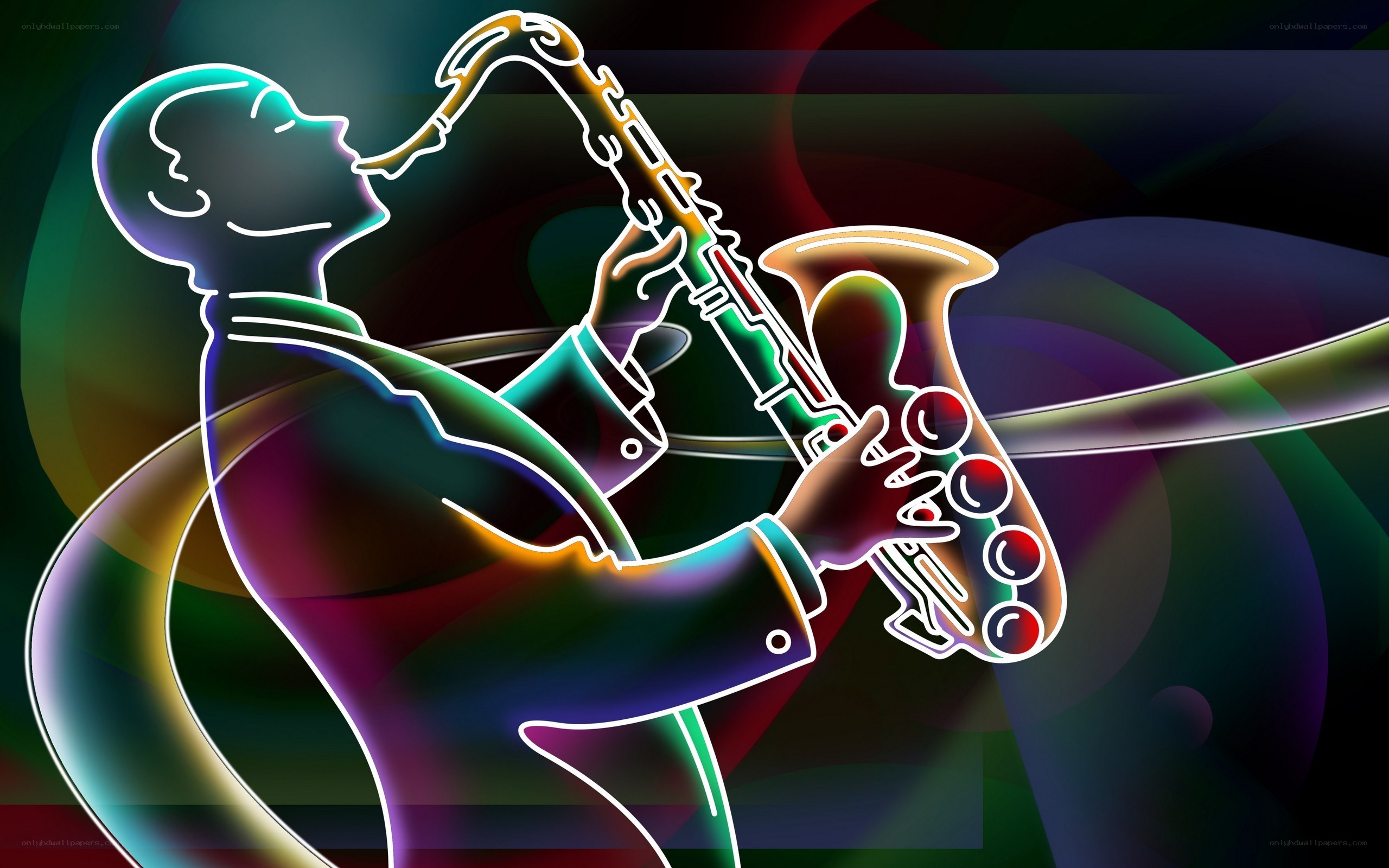 Neon saxophone player