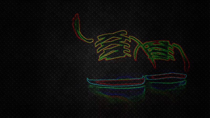 neon shoe outline on metal