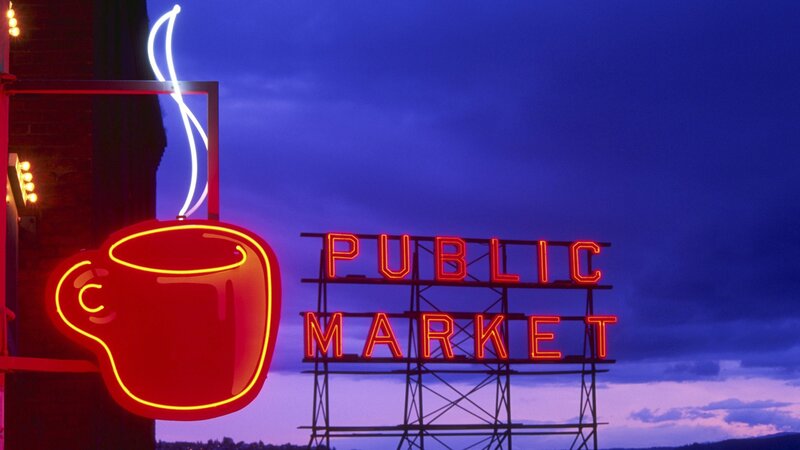 Neon sign at Public Market