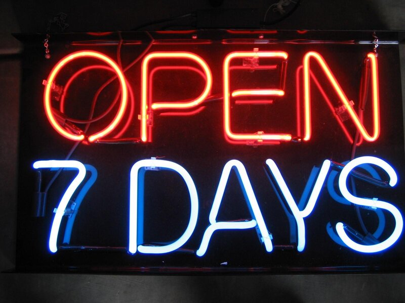 Neon Sign Displaying Open