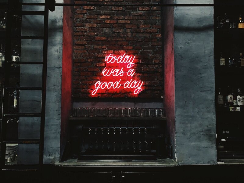 Neon sign in bar
