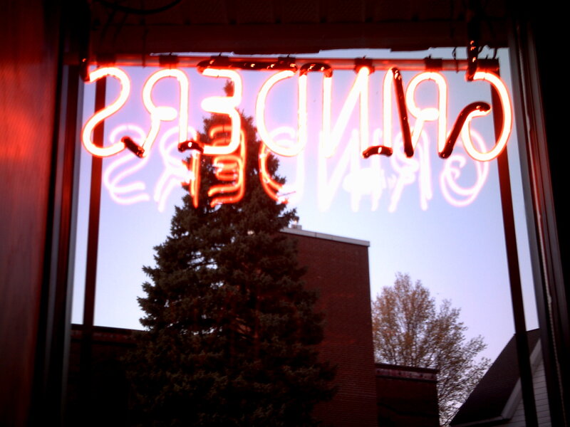 neon sign in window
