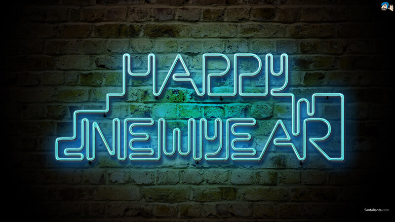Neon Sign on Brick Wall — Blue, Celebratory, Night