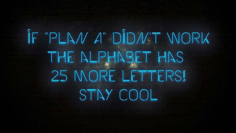 Neon Sign on Brick Wall — Blue, Cool