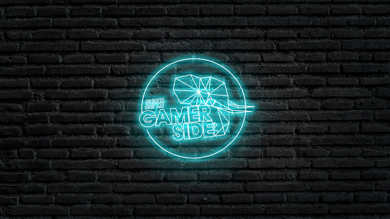 Neon Sign on Brick Wall — Teal