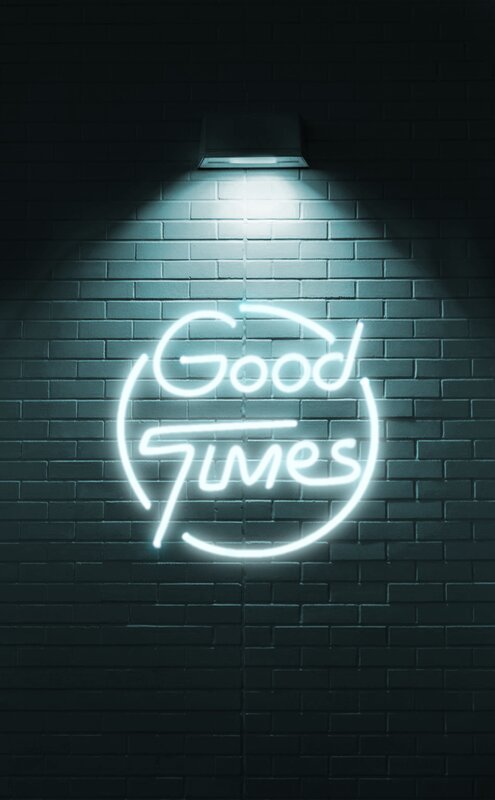 Neon Sign on Brick Wall — White
