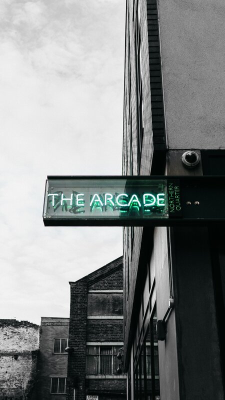 Neon Sign on Building — Black