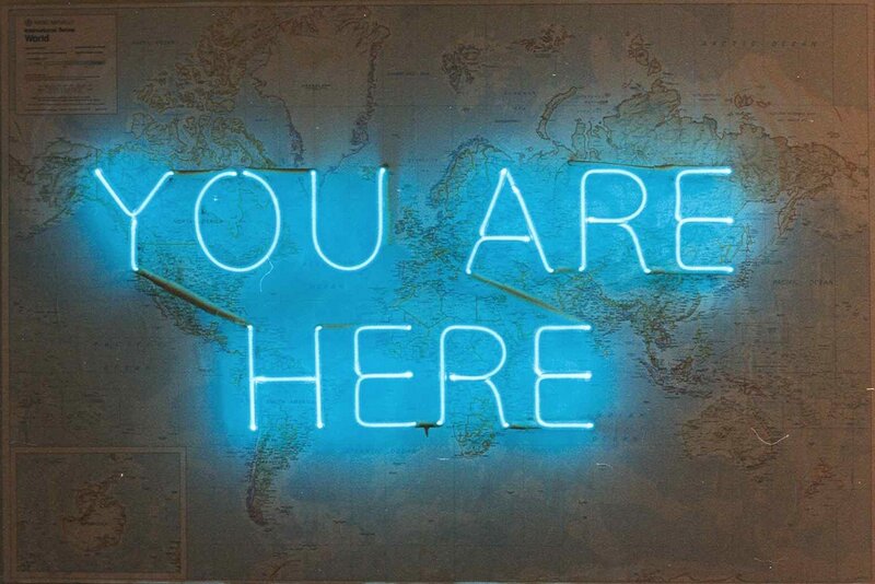 Neon Sign on Map