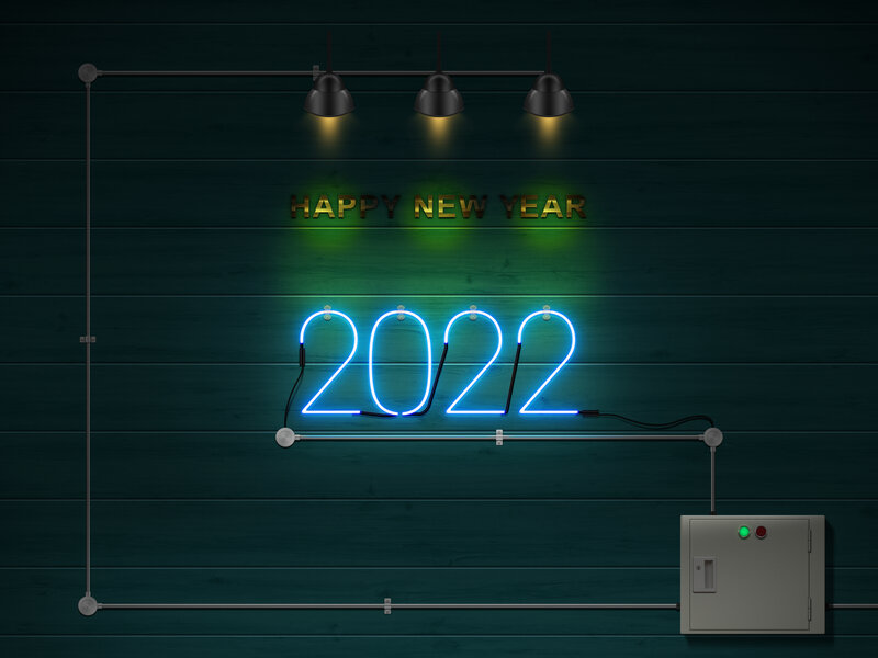 Neon Sign on Wall — Blue, Celebratory