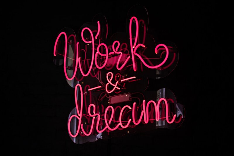 Neon Sign on Wall — Pink, Dramatic, Night