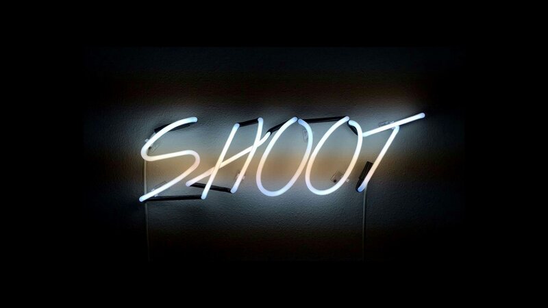 Neon Sign on Wall — White, Dark, Night