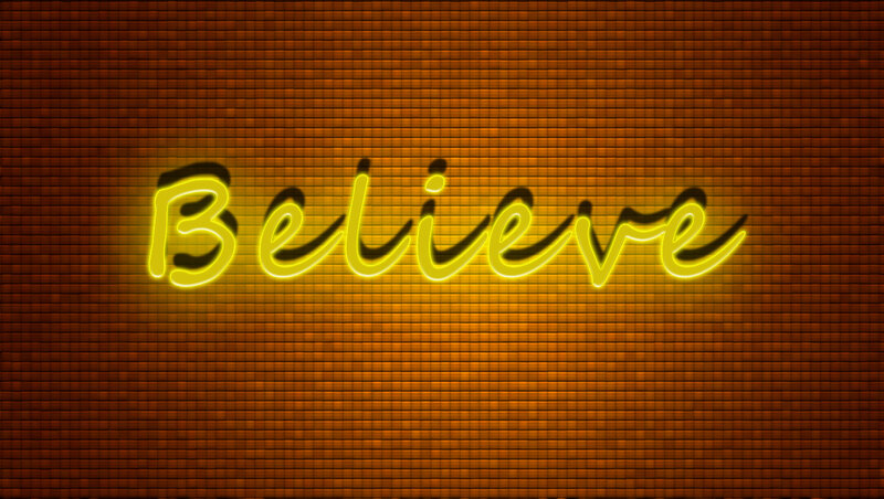 Neon Sign on Wall — Yellow