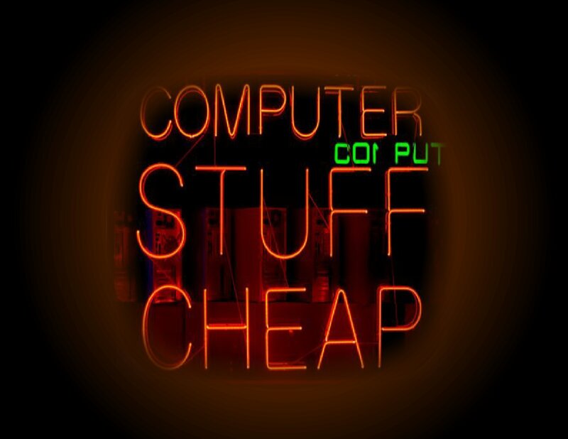 neon sign with computer text