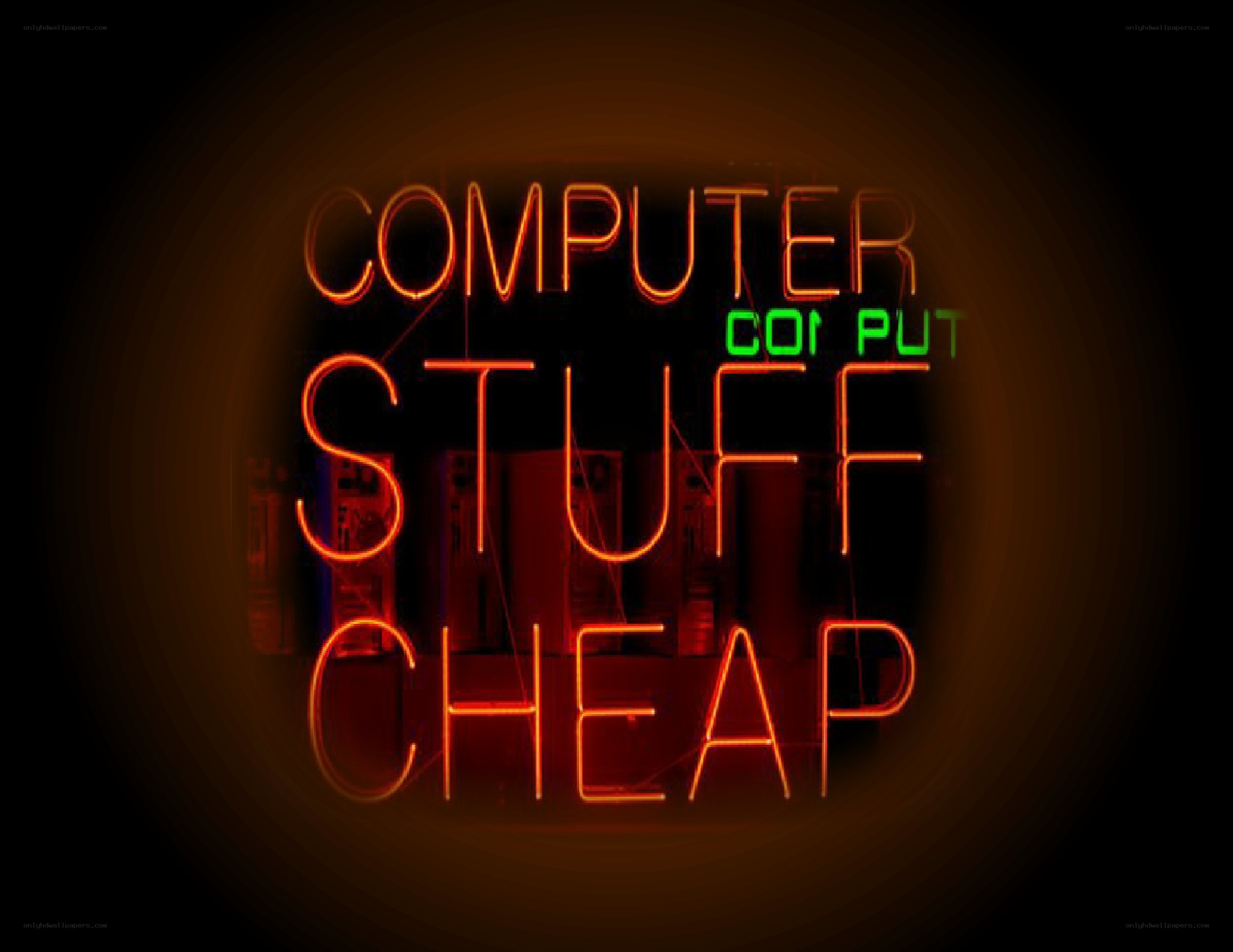 neon sign with computer text