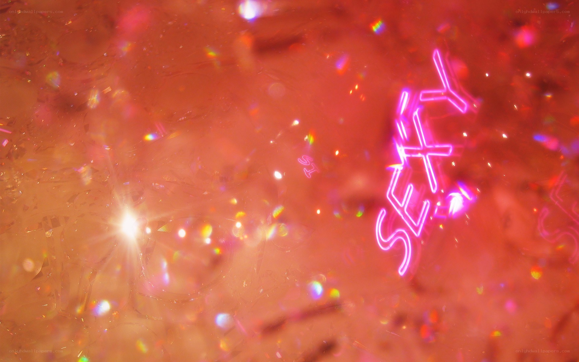 neon sign with glittery background