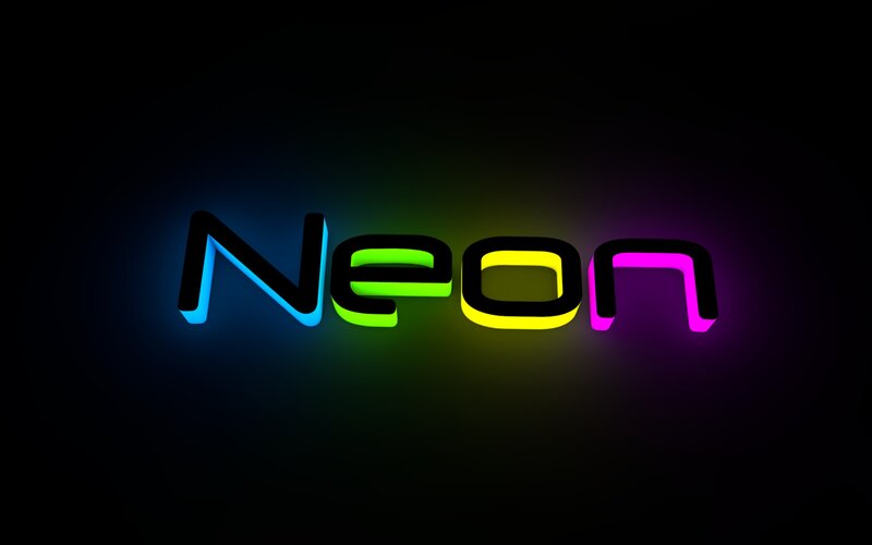 Neon Sign with Text — Black, Dark