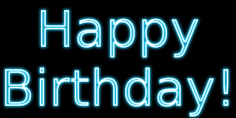 Neon Sign with Text — Blue, Celebratory