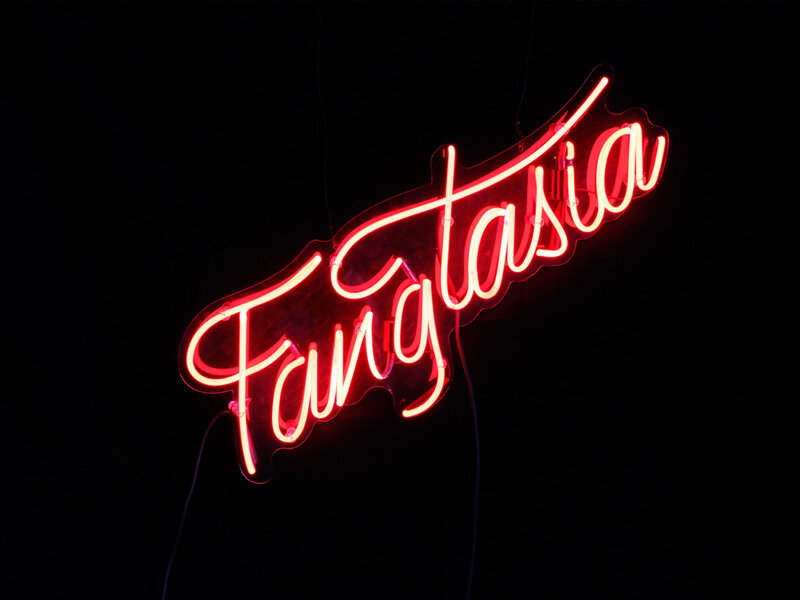 Neon Sign with Text — Red, Dramatic