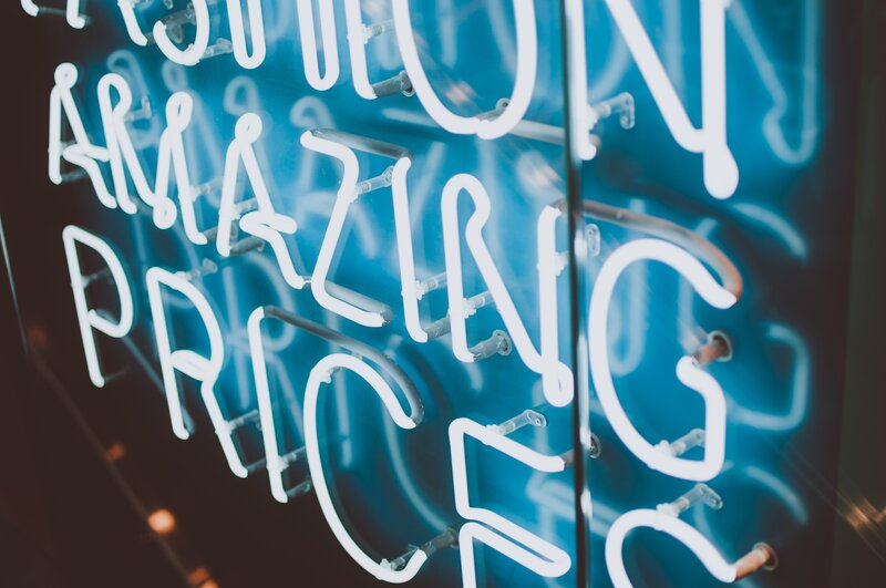 Neon sign with text