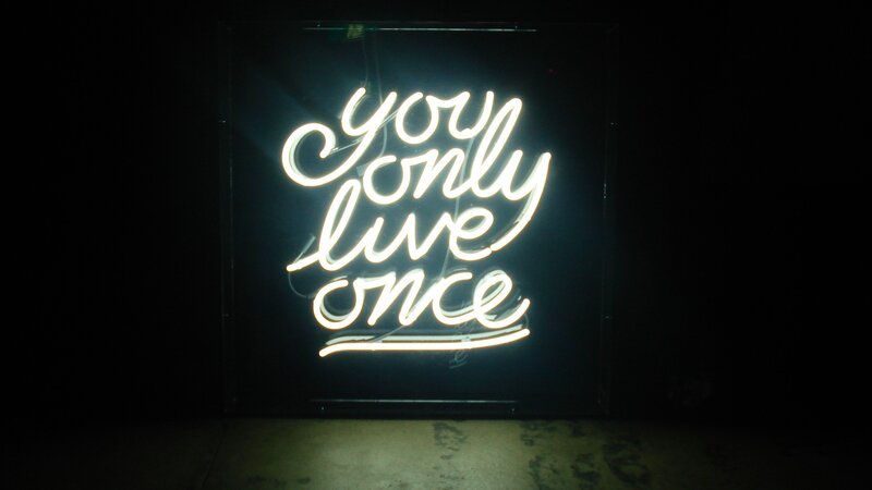 Neon Sign with Text — White, Dramatic