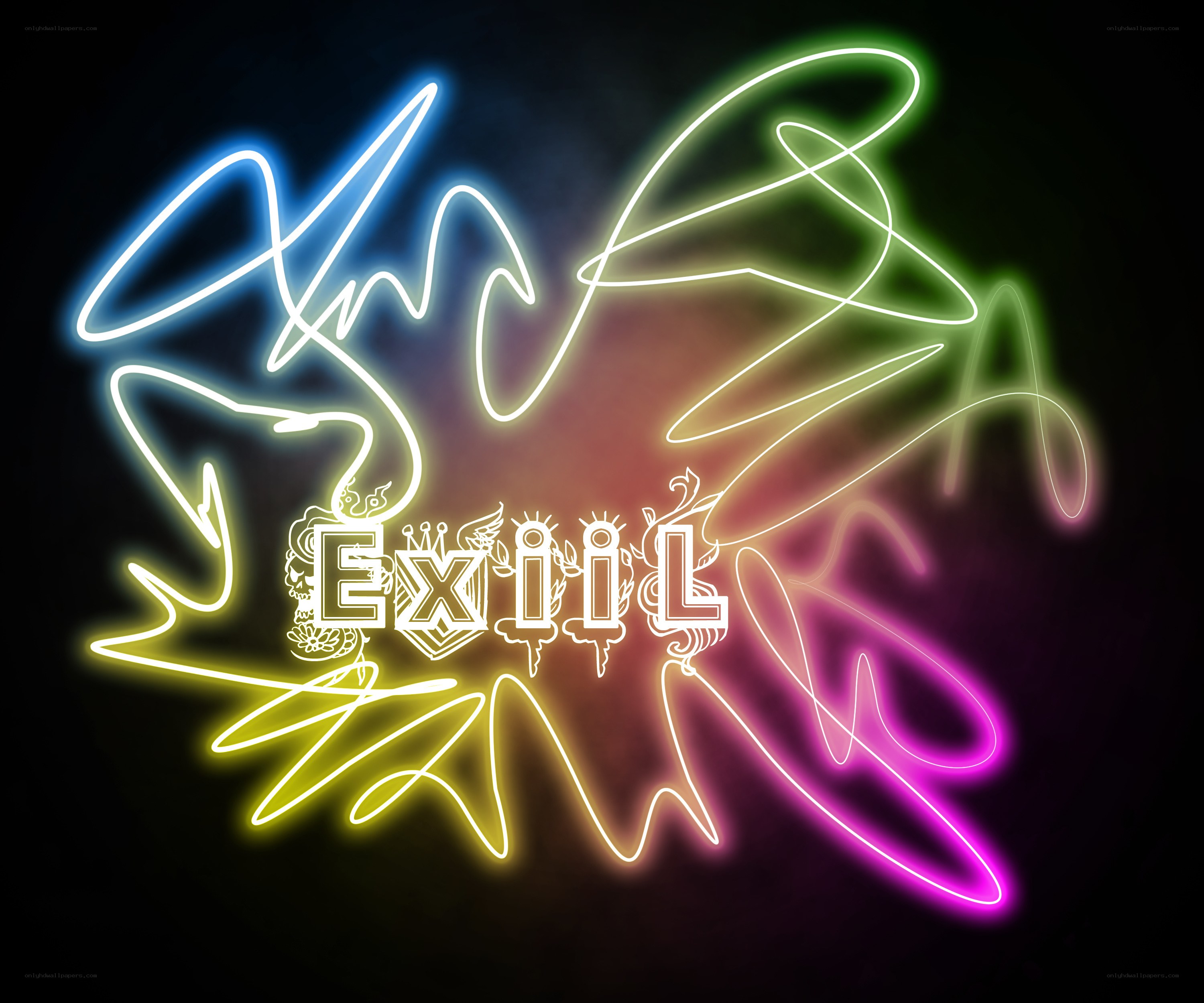 neon sign with the word Exiil