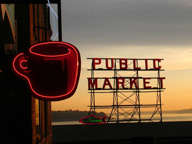 Neon signs at Seattle's Public Market