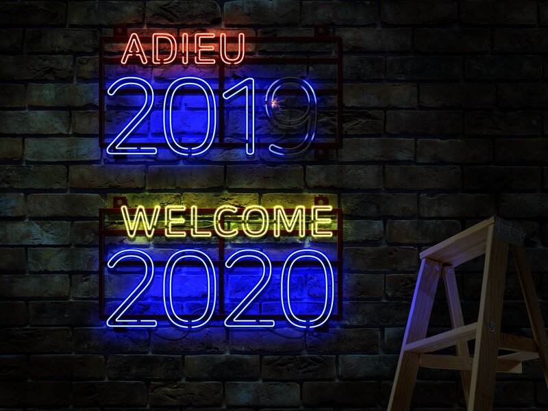 Neon Signs on Brick Wall