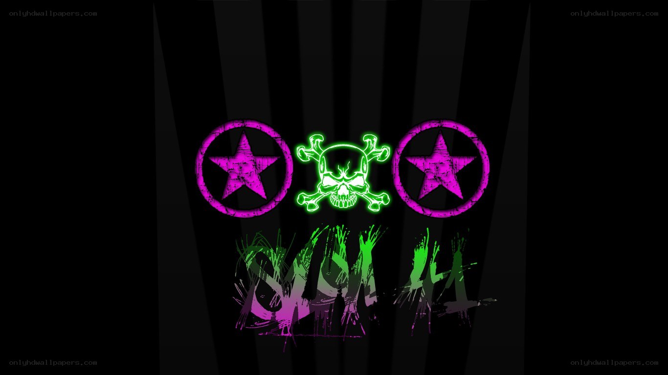 neon skull and star logo