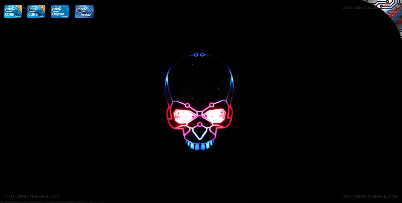 neon skull logo