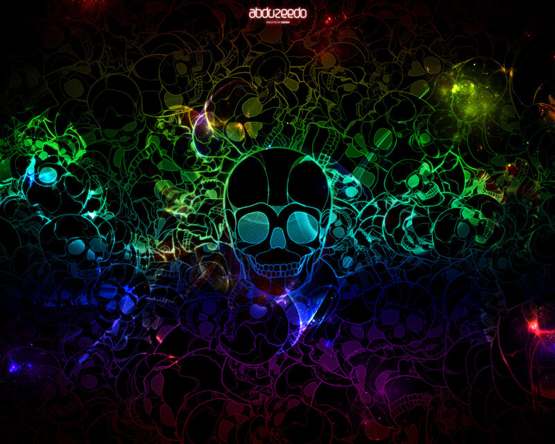 Neon skull pattern background