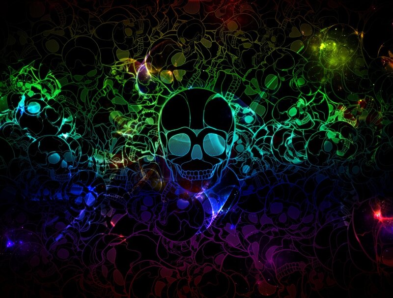 neon skull pattern wallpaper