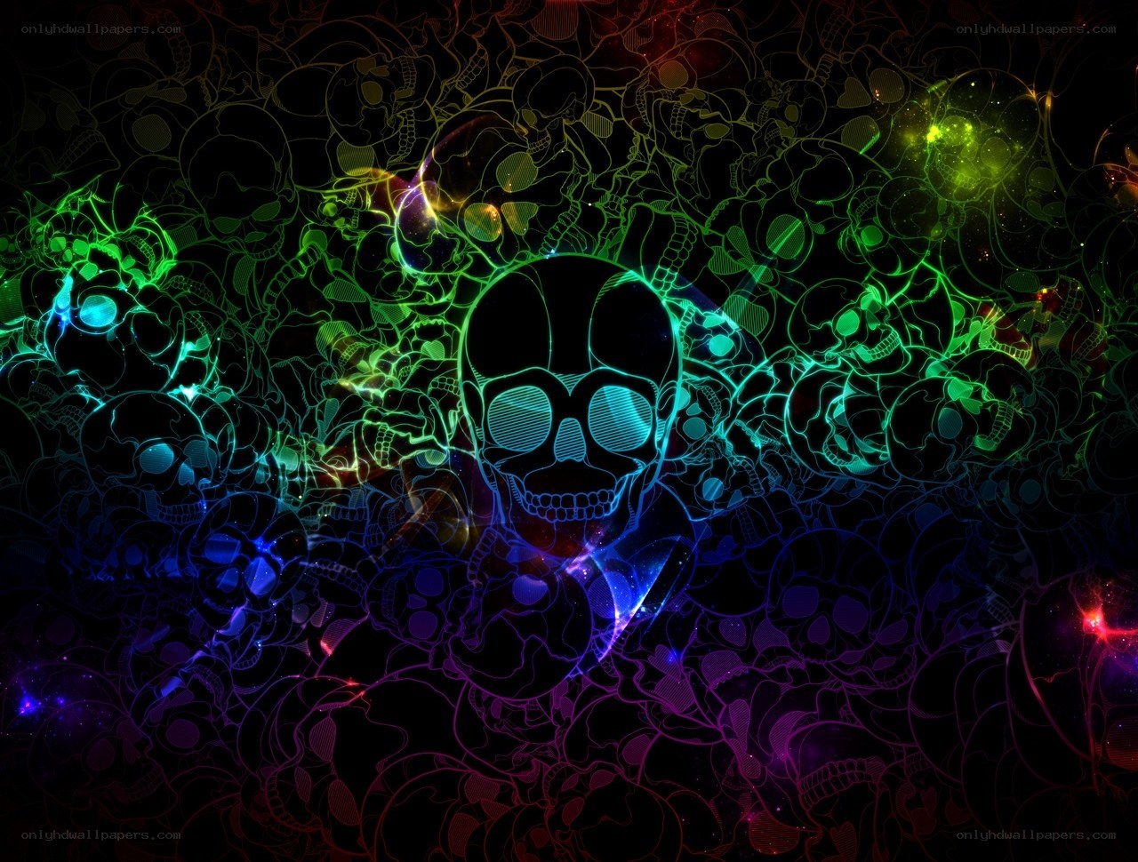 neon skull pattern wallpaper