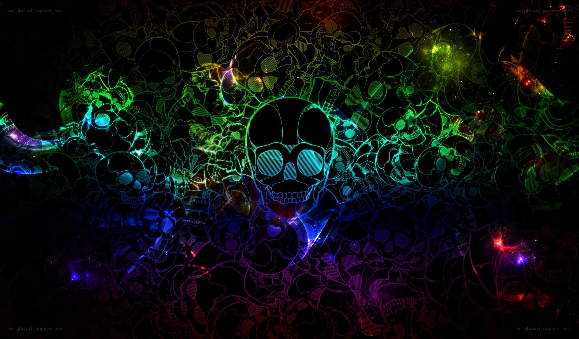Neon skull pattern wallpaper