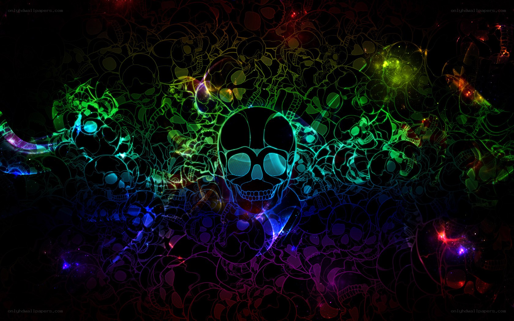 neon skull pattern wallpaper