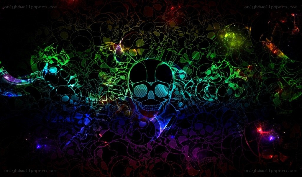 neon skull pattern wallpaper